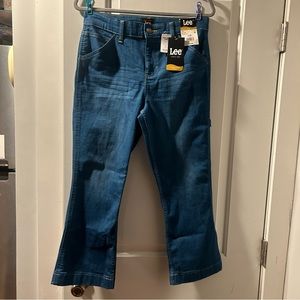 Lee Women's Heritage Slim Fit Carpenter Crop Pant Mid Rise Cyanotype Denim 10 M